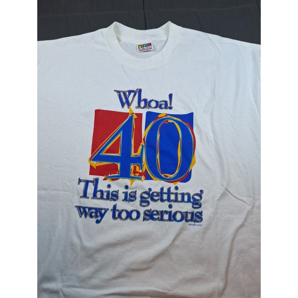 Vintage 90s Graphic T Shirt Studio 4‎ East Single Stitch 2XL Made In USA Whoa 40